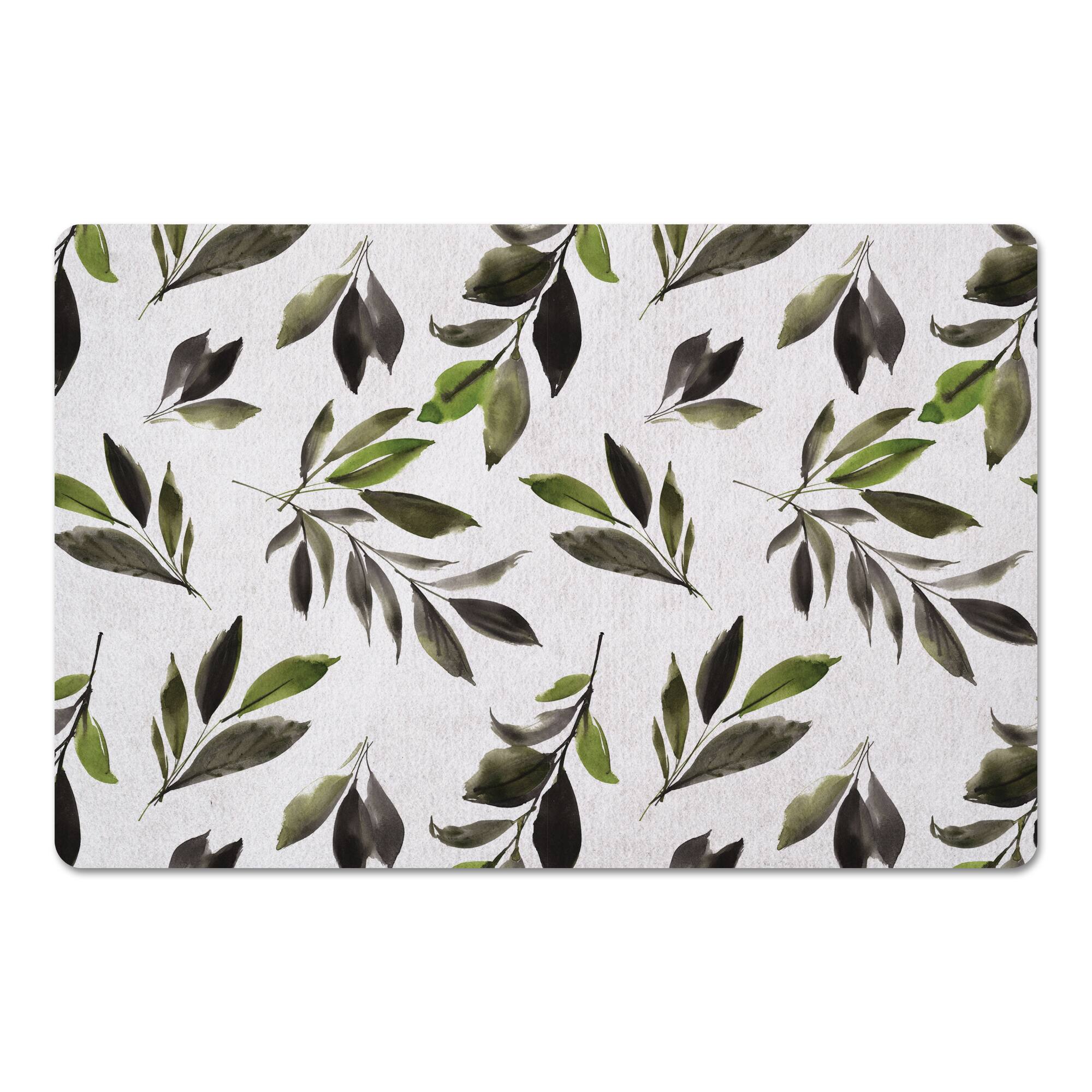 Watercolor Leaves Pattern 27" x 18" Floor Mat
